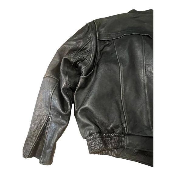 Leather Motorcycle Jacket Mens Vintage Moto Cafe Racer Biker Rider L - Picture 7 of 9